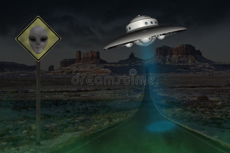 Ausländer UFO-Anvisieren des Bereichs-51 surreales