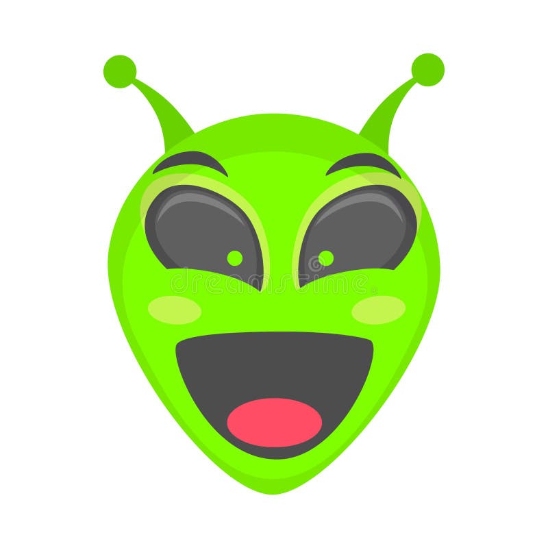 Alien face emoji. Alien green head - LOL. Humanoid illustration. Alien face emoji. Alien green head - LOL. Humanoid illustration