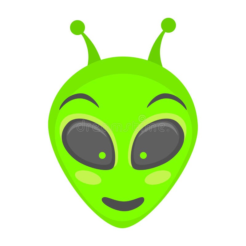 Alien face emoji. Alien green head - Smile. Humanoid illustration. Alien face emoji. Alien green head - Smile. Humanoid illustration