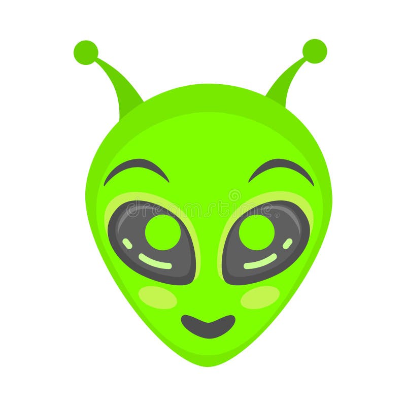 Alien face emoji. Alien green head - Cute. Humanoid illustration. Alien face emoji. Alien green head - Cute. Humanoid illustration