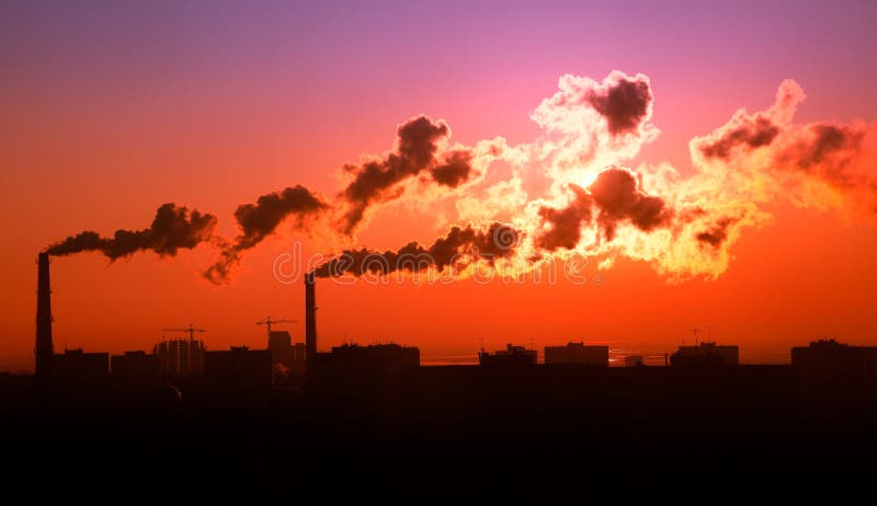 Auspuffrauch/Luftverschmutzung/Sonnenaufgang stockfoto Auspuffrauch/Luftverschmutzung/Sonnenaufgang stockfoto