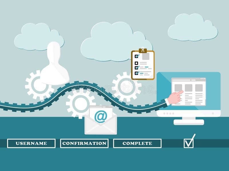 Registration steps concept. Flat design web icons. Registration steps concept. Flat design web icons