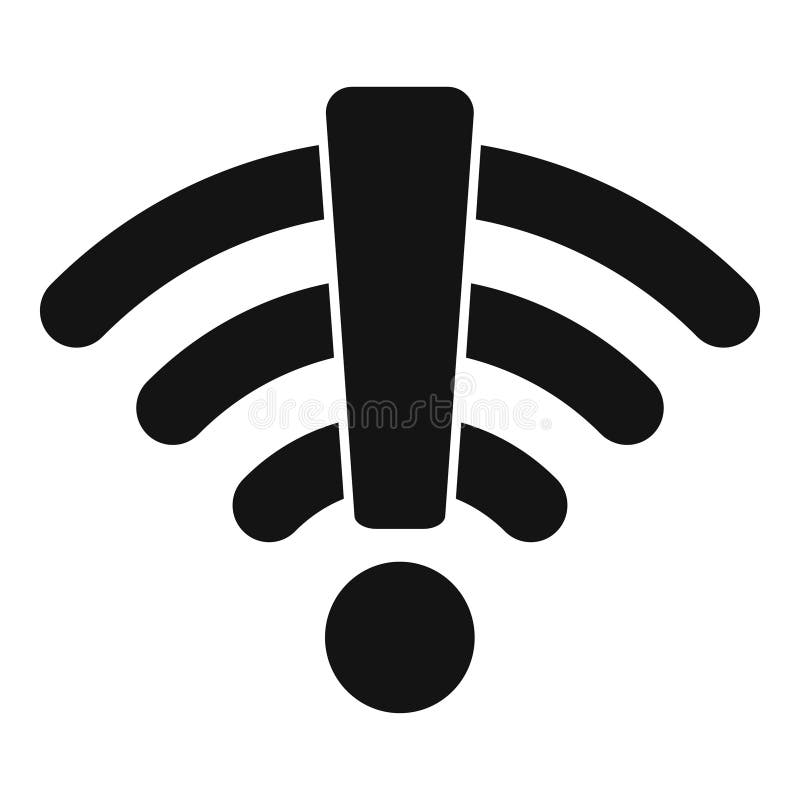 Ausrufezeichen erscheint auf dem WiFi-Signal-Symbol mit Warnmeldung stock abbildung