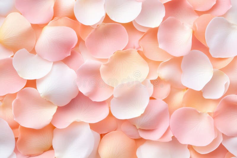 Aussicht auf zarte Rosenblütenblätter in sanften Rosa- und Rosengoldtönen, beleuchtet durch romantische Beleuchtung stockbild
