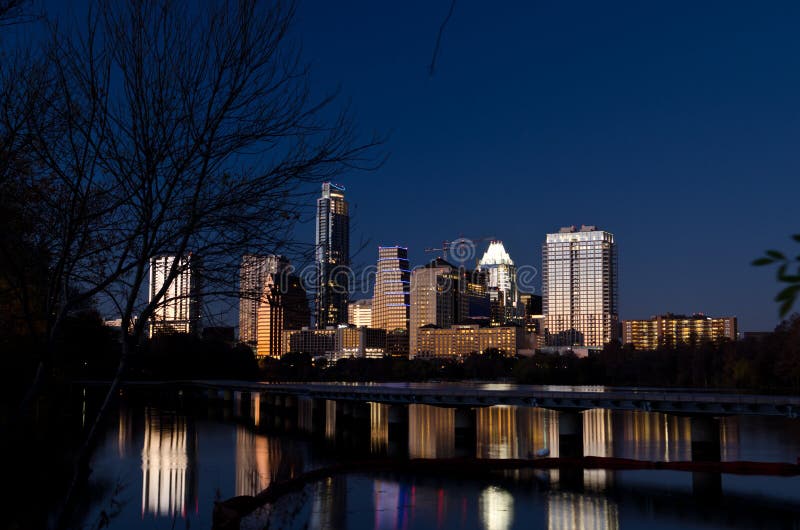 Dallas Skyline Night Scenes Editorial Image - Image of night, evening ...