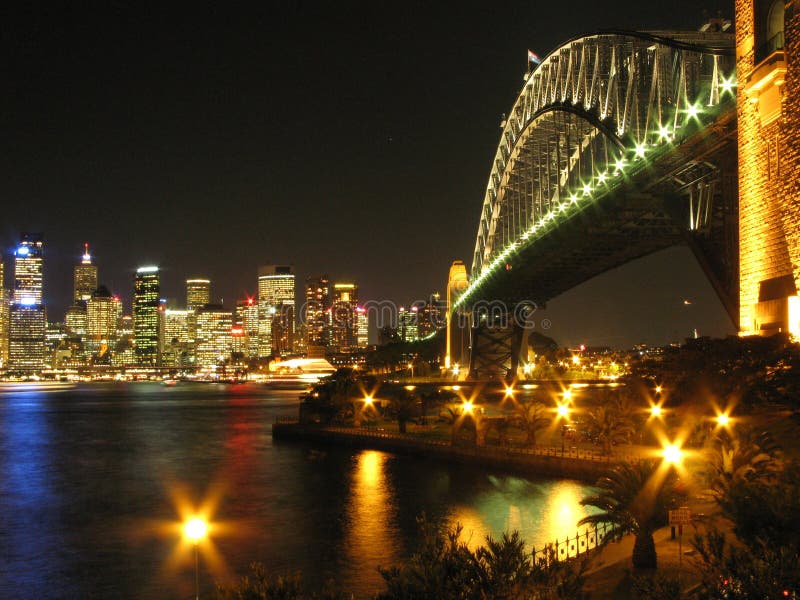 Sydney Harbour Bridge lit up by night - Sydney, Australia. Sydney Harbour Bridge lit up by night - Sydney, Australia