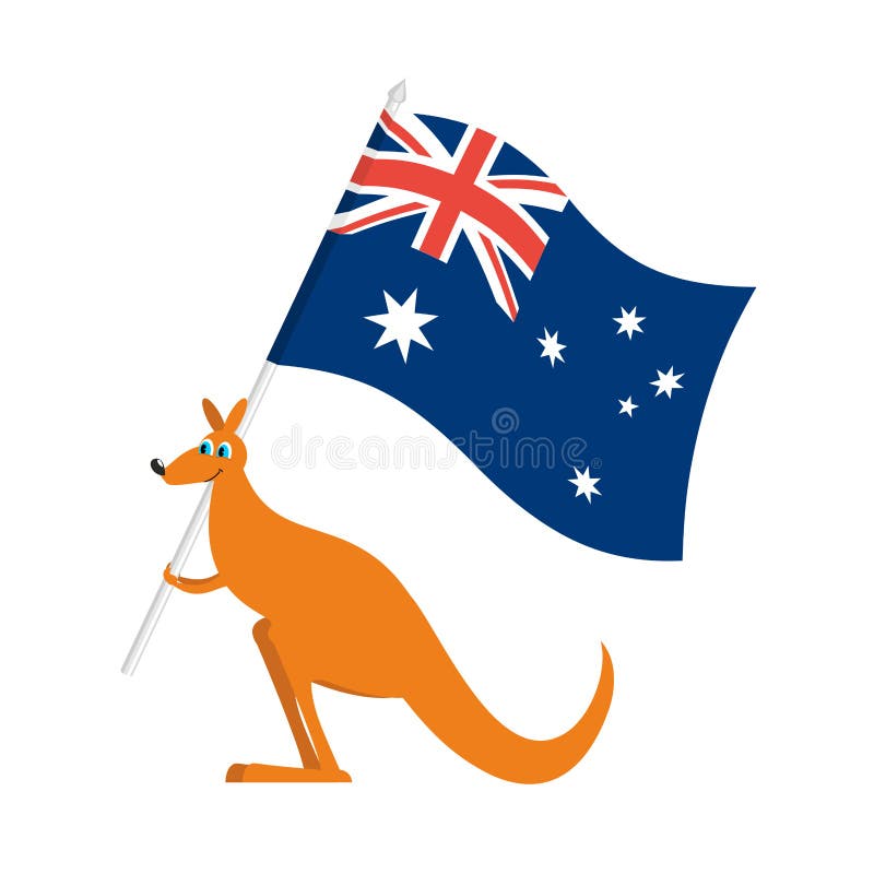Regn Arkæologi Ejeren Kangaroos and Australian Flag. Wallaby for Australia Day Emblem Stock  Vector - Illustration of clipart, mammal: 81171507