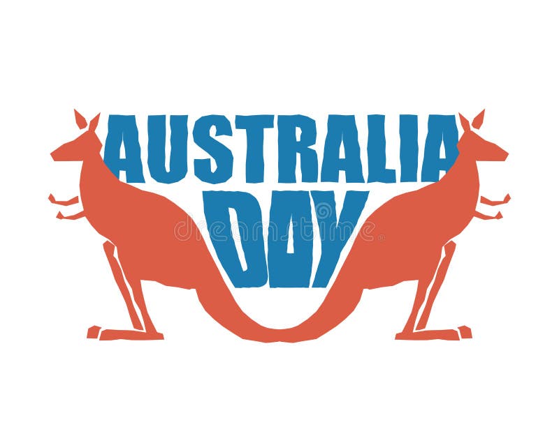 Australia Day. Traditional Australian Patriotic Holiday. Kangaroo National  Animal of Country Stock Vector - Illustration of label, international:  84128093