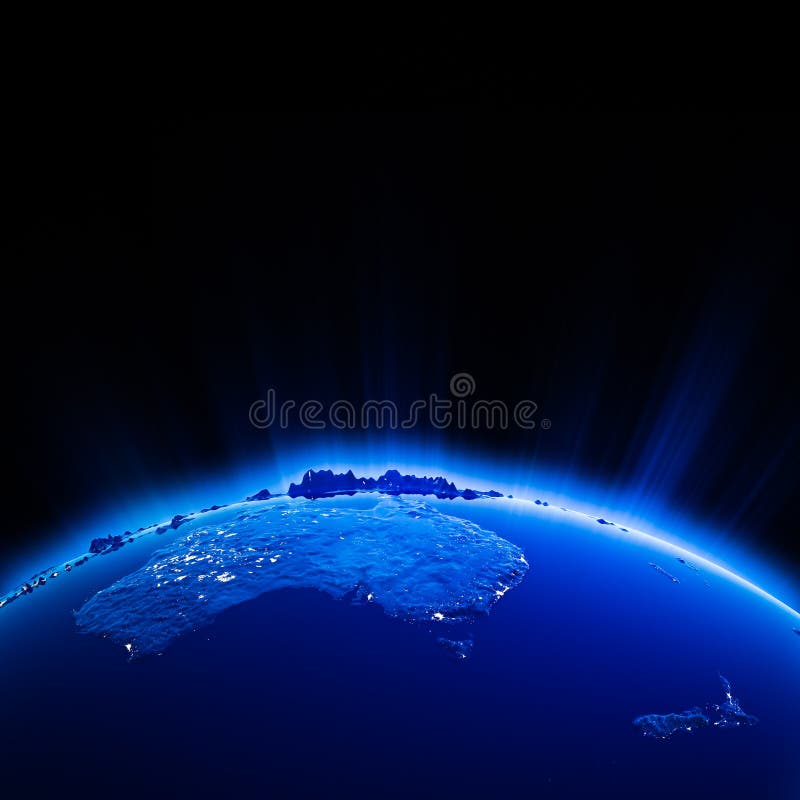 Australia i Nowy Zeland miasto zaświecamy przy nocą ilustracji Australia i Nowy Zeland miasto zaświecamy przy nocą ilustracji