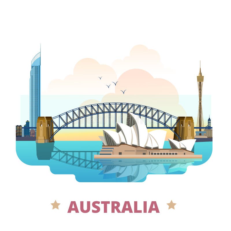 Australia kraju projekta szablonu kreskówki Płaski sty