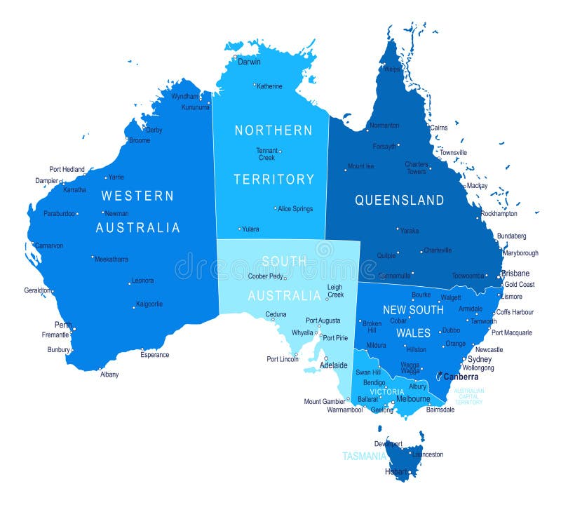 Map Of Australia With Cities Map Of Australia With Cities Stock Illustration - Illustration Of Adelaide, Territory: 117834593