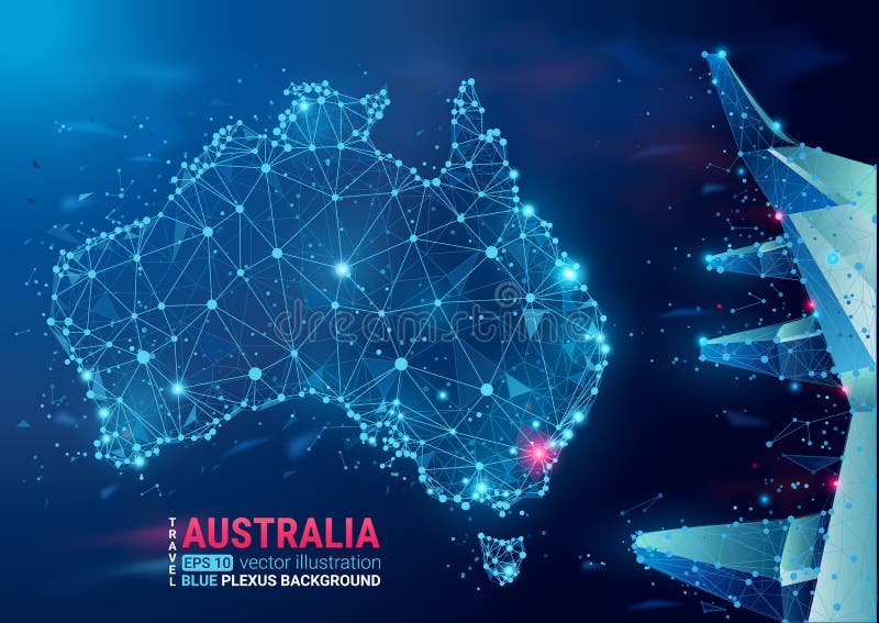 australia mapa Spławowego błękitnego plexus geometryczny tło abstrakcjonistyczna wektorowa ilustracja Zaawansowany technicznie, k royalty ilustracja australia mapa Spławowego błękitnego plexus geometryczny tło abstrakcjonistyczna wektorowa ilustracja Zaawansowany technicznie, k royalty ilustracja