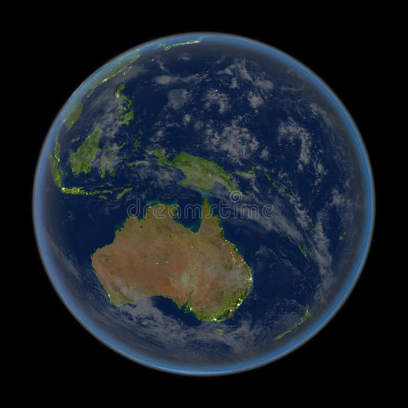 Australia at Night from Space Stock Illustration Illustration of