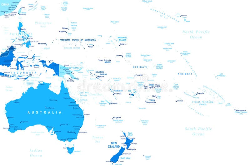 Australia and Oceania - map - illustration.