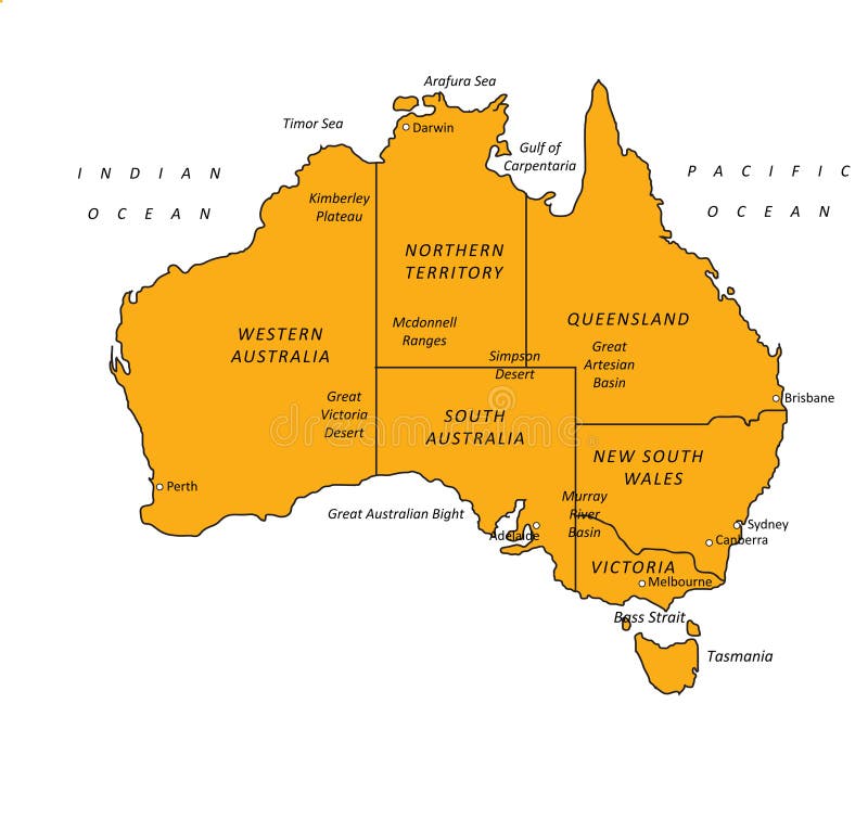 Australia Orange Map Vector Illustration royalty free illustration Australia Orange Map Vector Illustration royalty free illustration