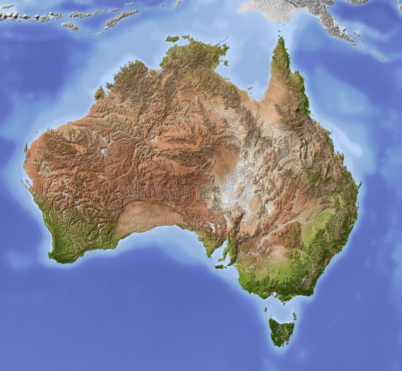Australia, shaded relief map