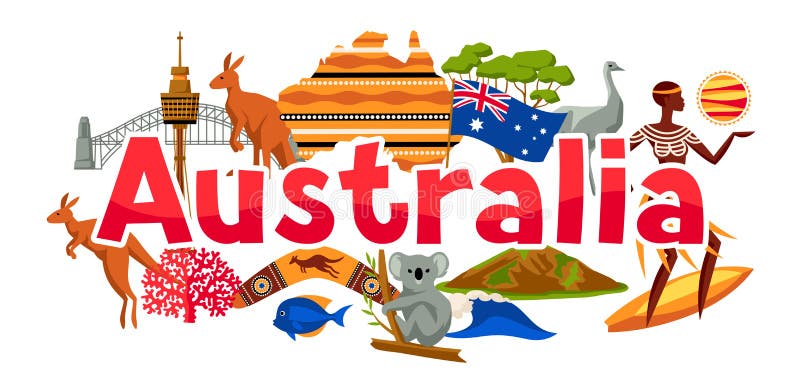 Australia sztandaru projekt Australijscy tradycyjni symbole i przedmioty
