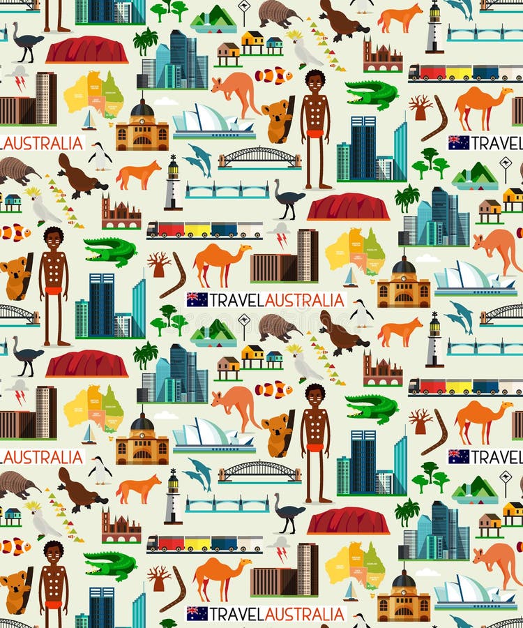 Australia Travel Set royalty free illustration