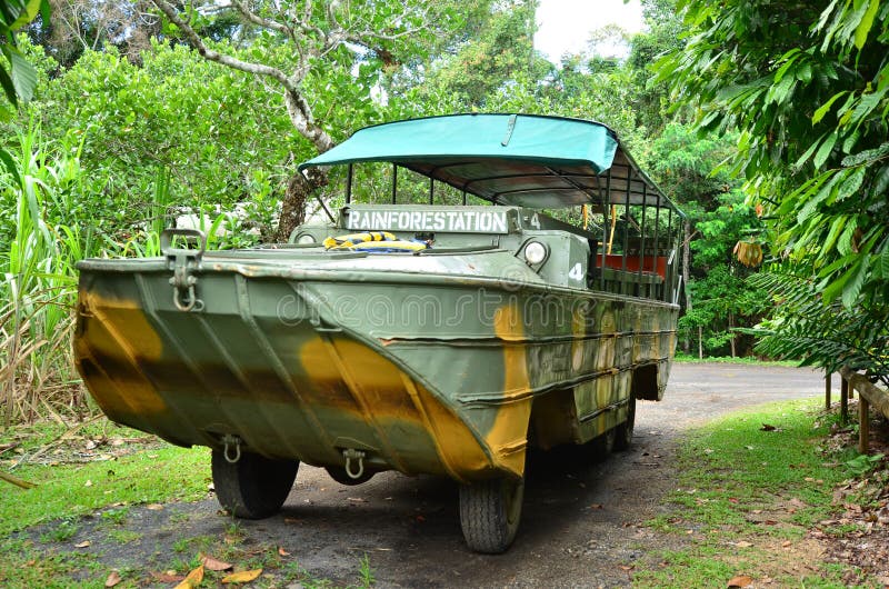 Australian amphibious vehicle DUKW drive in Queensland Australia