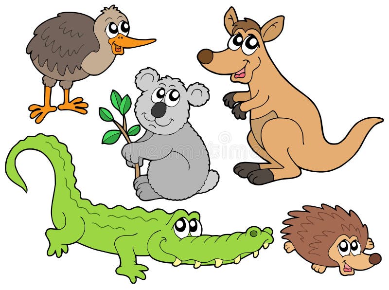 Austrálske zvieratá zber ilustrácia.