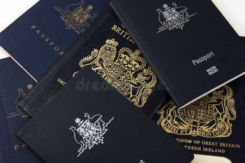 Australian and British Passports Stock Photo Image of control