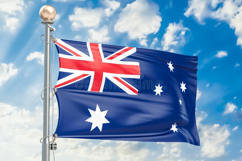 Australian Flag Waving in the Sky Stock Illustration Illustration of