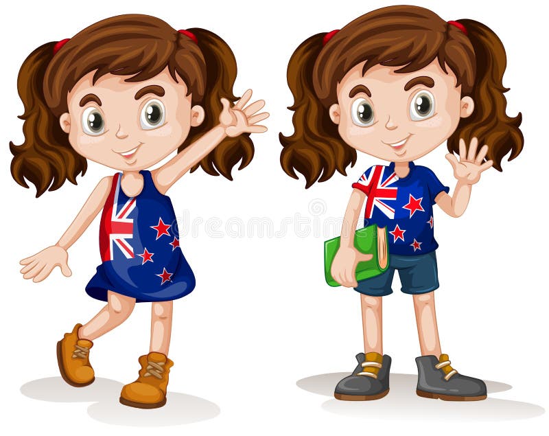 Australian Girls Waving And Smiling Stock Vector Image 59108427