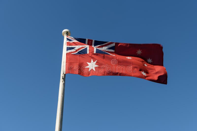 Australian Maritime Flag with Blue Sky Stock Photo Image of cross