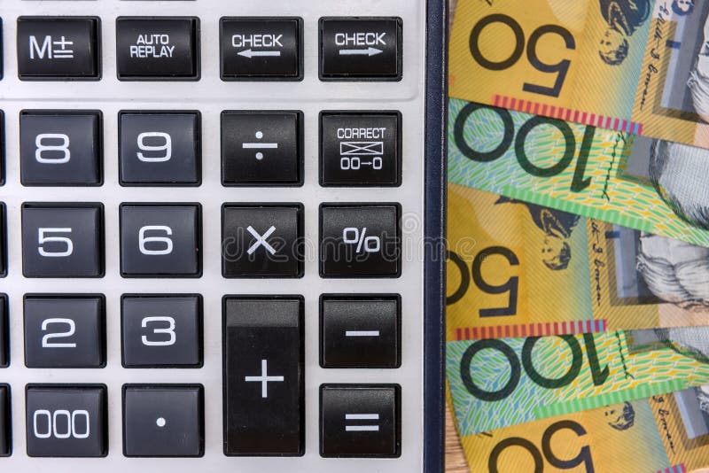 Australian Money Aud with Calculator on Desk Stock Photo Image of