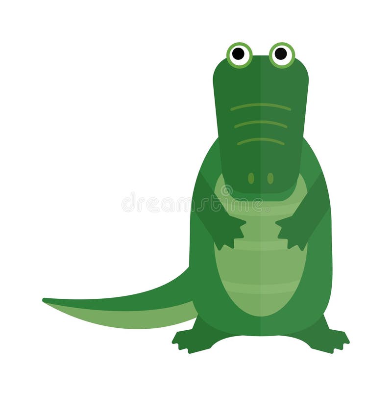 Australian saltwater green crocodile cartoon flat vector illustration. stock illustration Australian saltwater green crocodile cartoon flat vector illustration. stock illustration