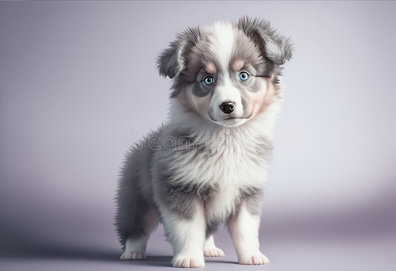 Australien shepherd puppy ai generativ illustration vektor illustrationer