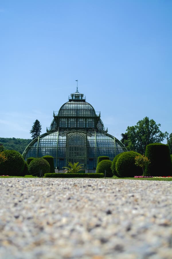 15 06 2019 Austria, Viena Una vista y el lugar turístico el parque y el territorio de Schoenbrunn con los jardines, el invernader fotos de archivo libres de regalías 15 06 2019 Austria, Viena Una vista y el lugar turístico el parque y el territorio de Schoenbrunn con los jardines, el invernader fotos de archivo libres de regalías