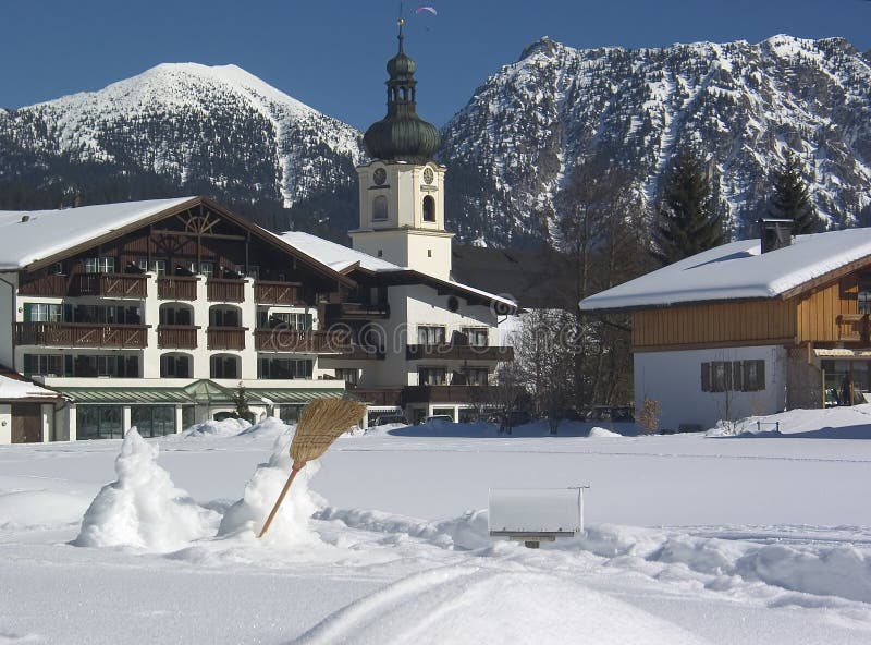 Austrian houses stock image. Image of property, hill, flowers 1123623
