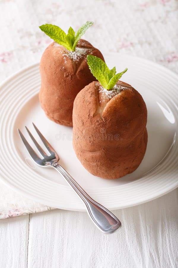 Austrian Rum Balls Cake with Mint Closeup. Vertical Stock Photo Image of austrian, chocolate