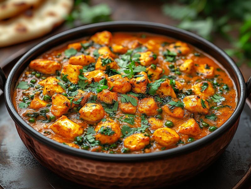 Autentisk indian kycklingtikka masala-disk royaltyfri illustrationer