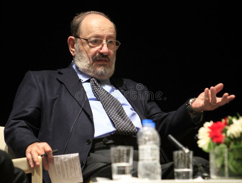 ISTANBUL,TURKEY-APRIL 10: Italian writer Umberto Eco met with their fans and held a discussion panel moderated by Prof Patrizia Violi and Prof Cemal Kafadar on April 10,2013 in Istanbul, Turkey. ISTANBUL,TURKEY-APRIL 10: Italian writer Umberto Eco met with their fans and held a discussion panel moderated by Prof Patrizia Violi and Prof Cemal Kafadar on April 10,2013 in Istanbul, Turkey.