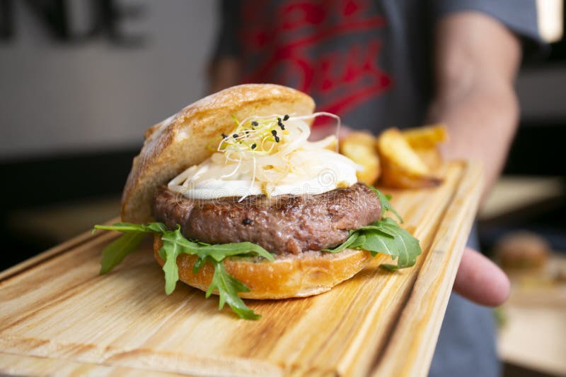 Authentic American Burger with Mayonnaise Stock Photo Image of