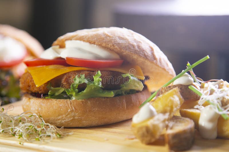 Authentic American Burger with Mayonnaise Stock Photo Image of