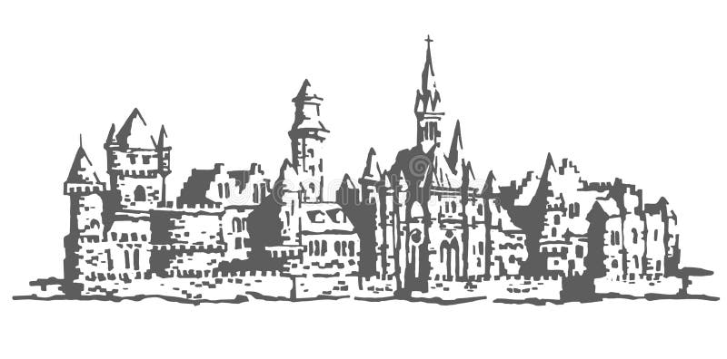Authentic Castle tower hand drawn royalty free illustration Authentic Castle tower hand drawn royalty free illustration