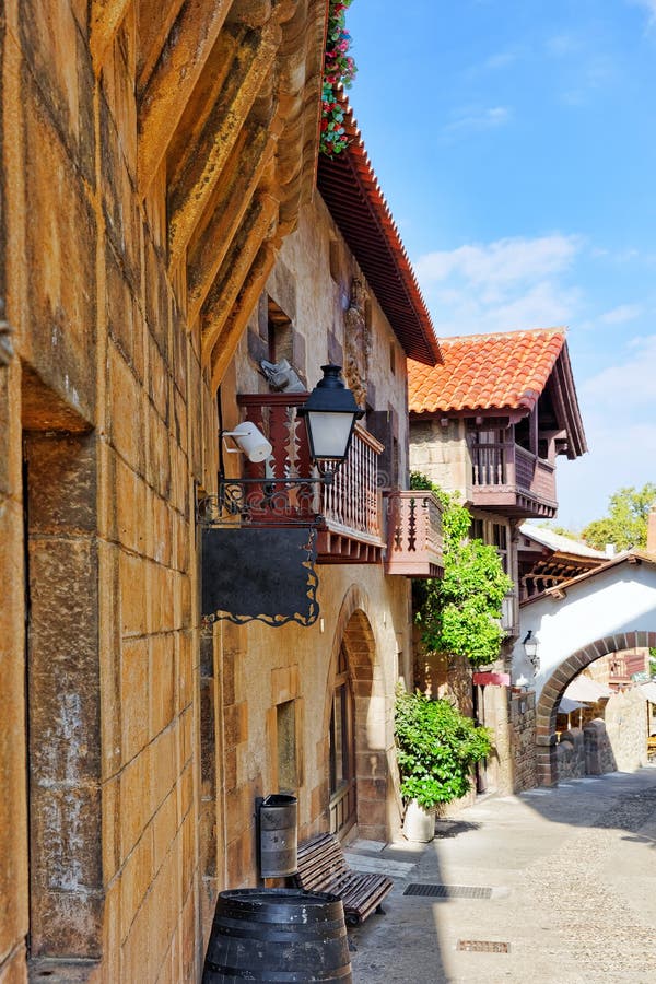 Authentic Catalan Cozy Streets In Cities Of Spain. Stock ...