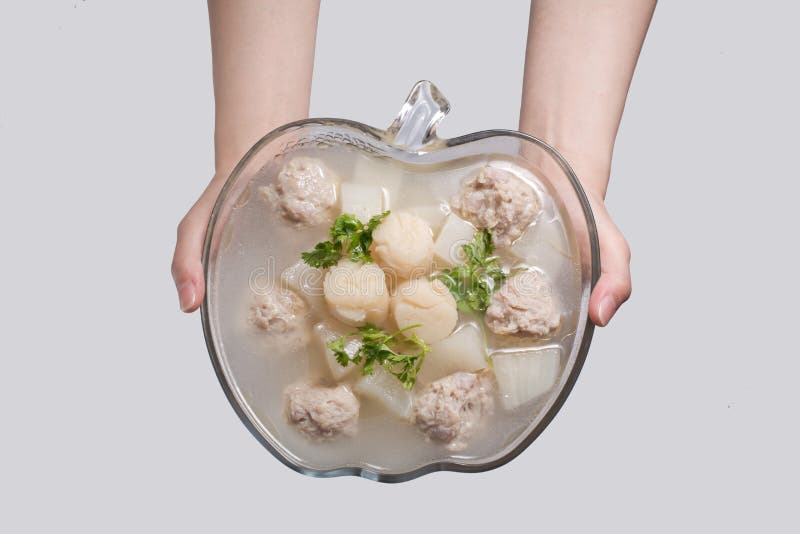 Chinese Soups Scallops Pork Balls Turnip Soup Stock Photo Image of