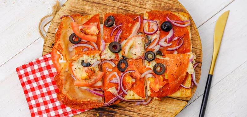 Authentic Classic Italian Thin Pizza Stock Image Image of food