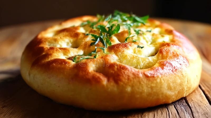 Authentic Gordita Close Up avec Cilantro et Dough doré sur table en bois pour Adobe Stock illustration stock