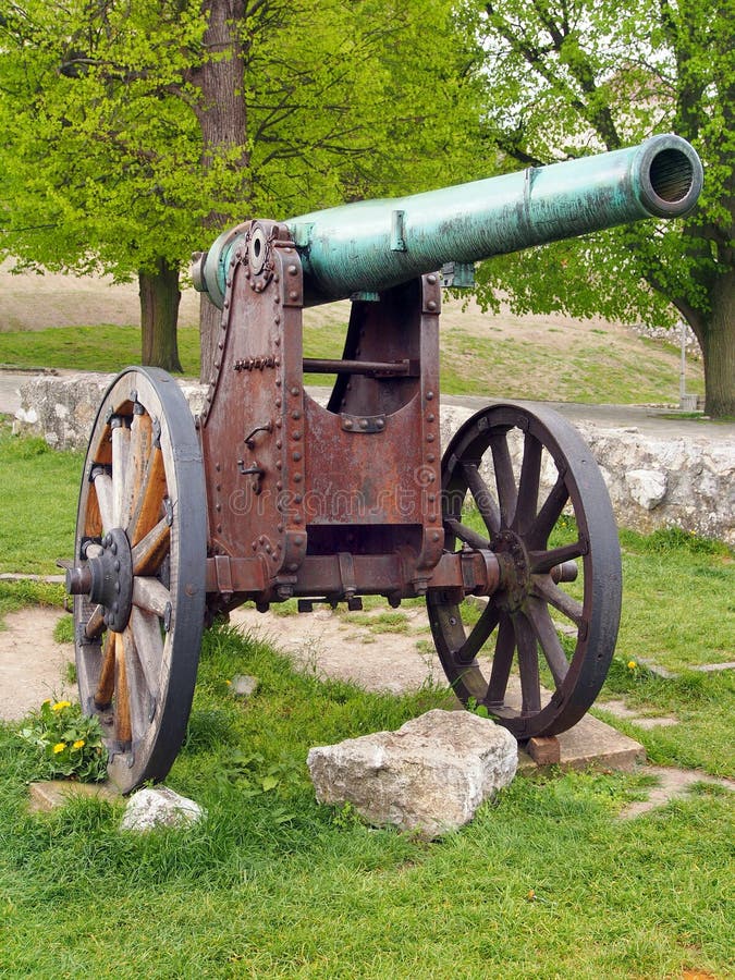 Authentic historical cannon in Trencin, Slovakia