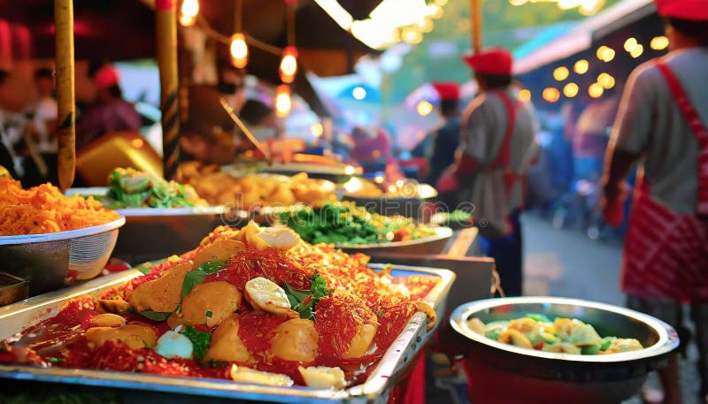 Authentic Indonesian Street Food Extravaganza. Stock Illustration