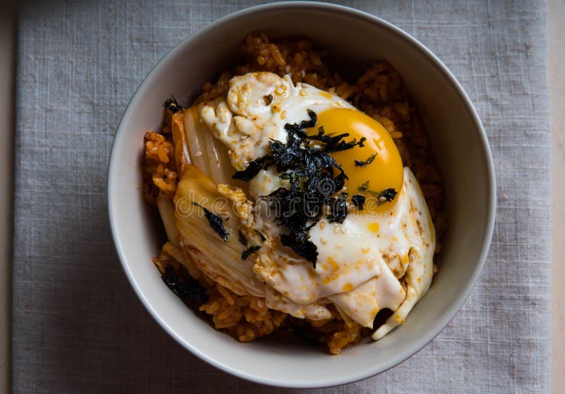 Kimchi Fried Rice with Fried Egg and Nori Stock Image Image of meal
