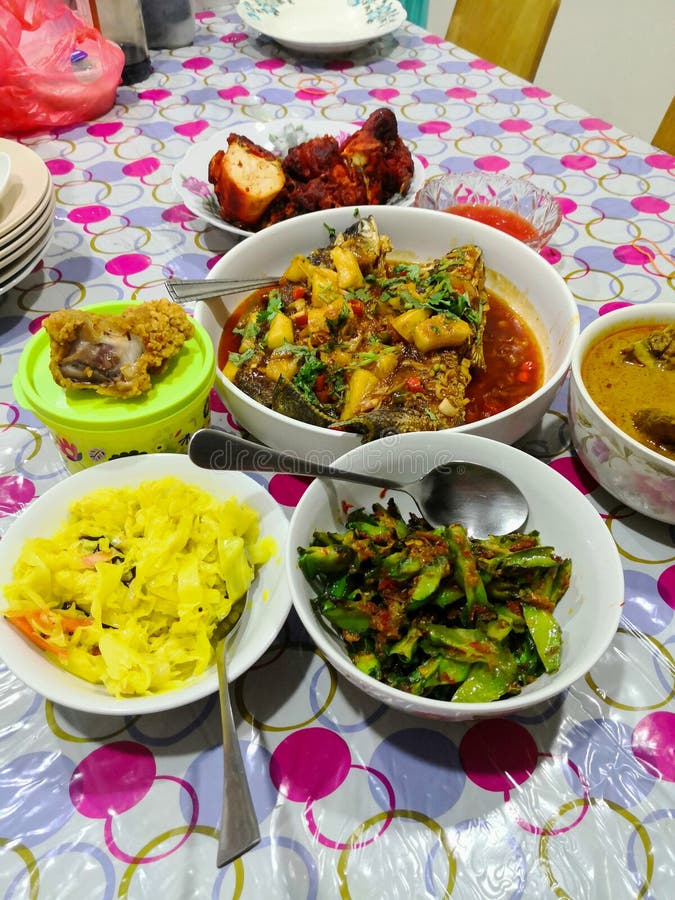 Authentic Malaysian Food Served during Ramadhan Iftar. Stock Image