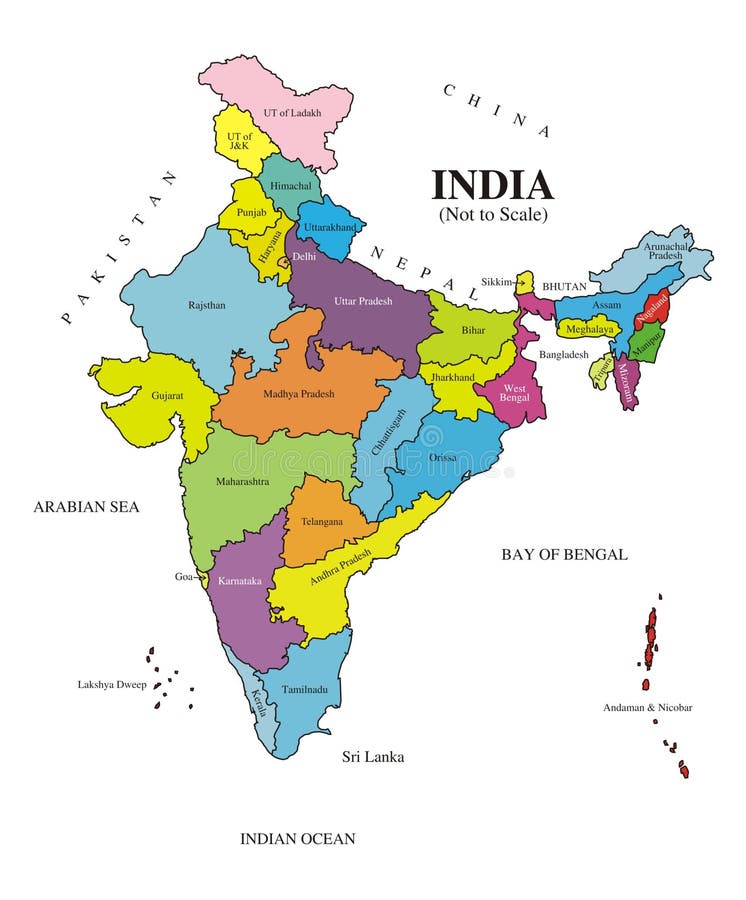 Indian Map With States And Union Territories Authentic Map Of India 2019 Stock Illustration - Illustration Of Capital,  Dweep: 165057024