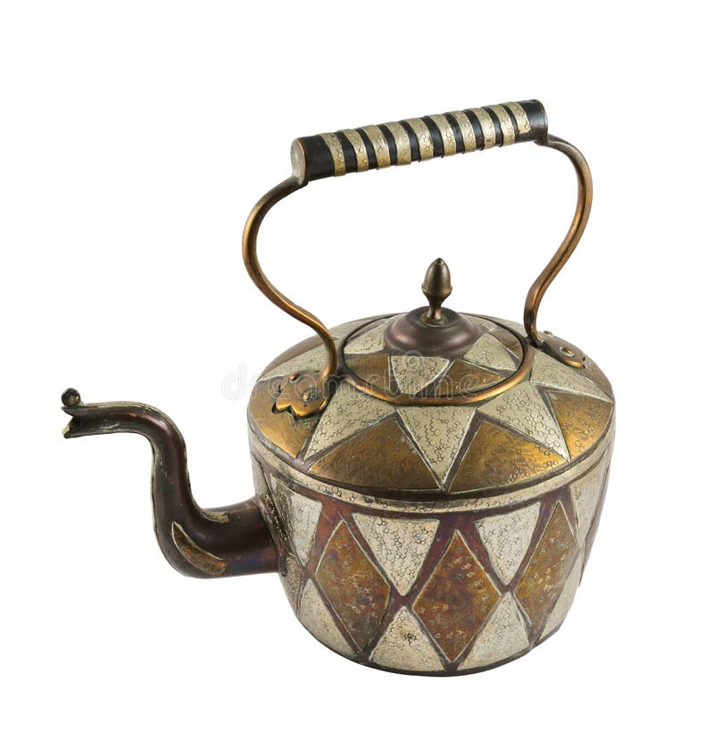 Authentic Metal Teapot Vessel Isolated Stock Photo Image of