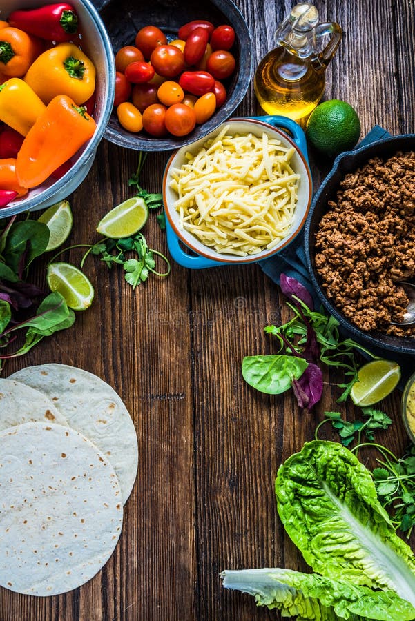 Authentic mexican tortillas ingredients on table